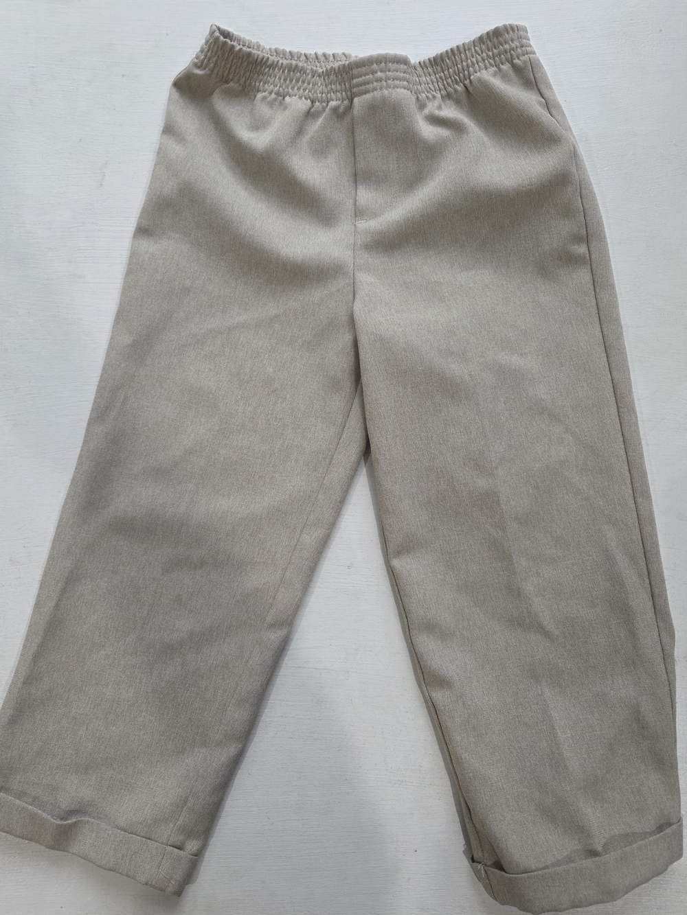 Kids' Formal Elastic-Waist Cream Trousers